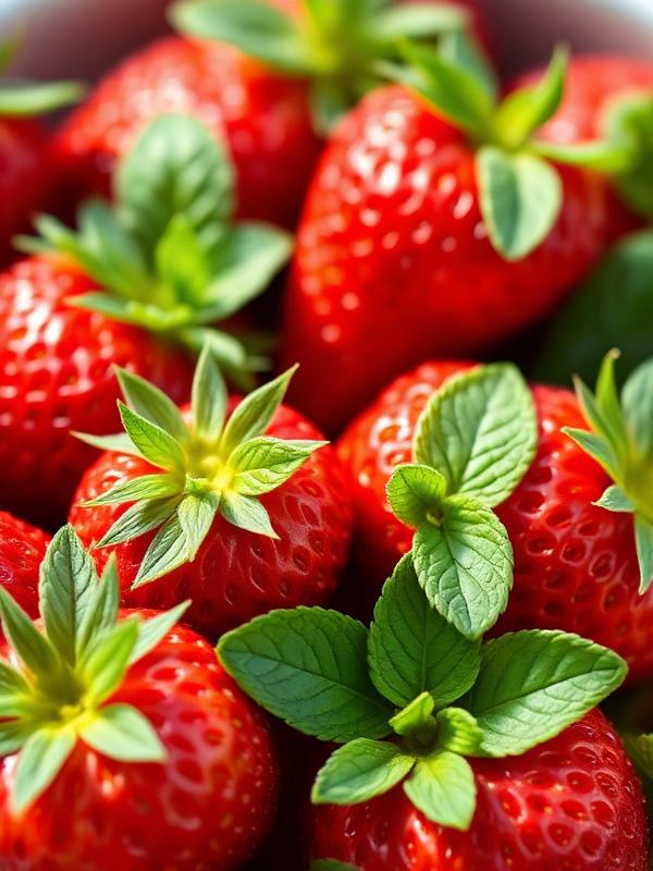 Fresh organic strawberries with mint